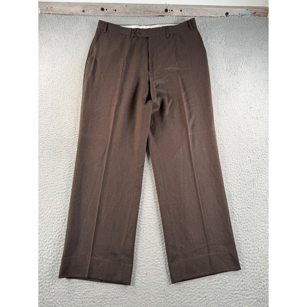 Canali Dress Pants Trousers Mens 34x28 Brown Pure Wool Italy Luxury Business